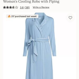 Lands' End Women's Light Blue Cooling Robe with White Piping